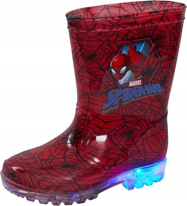 MARVEL CZERWONE KALOSZE DZIECIĘCE SPIDERMAN ŚWIECĄCE LED 24 16KA