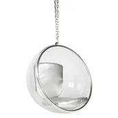 Fotele ogrodowe wiszące - King Home Fotel wiszący BUBBLE poduszka srebrna - korpus akryl, poduszka ekoskóra JH-200.01 - miniaturka - grafika 1