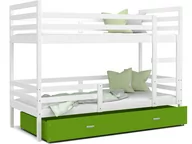 Łóżka dla dzieci i młodzieży - Łóżko piętrowe 200x90 białe zielone JACEK - miniaturka - grafika 1
