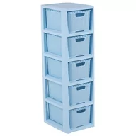 Pojemniki łazienkowe - Regał z 5 koszykami Rattan niebieski BRANQ - miniaturka - grafika 1
