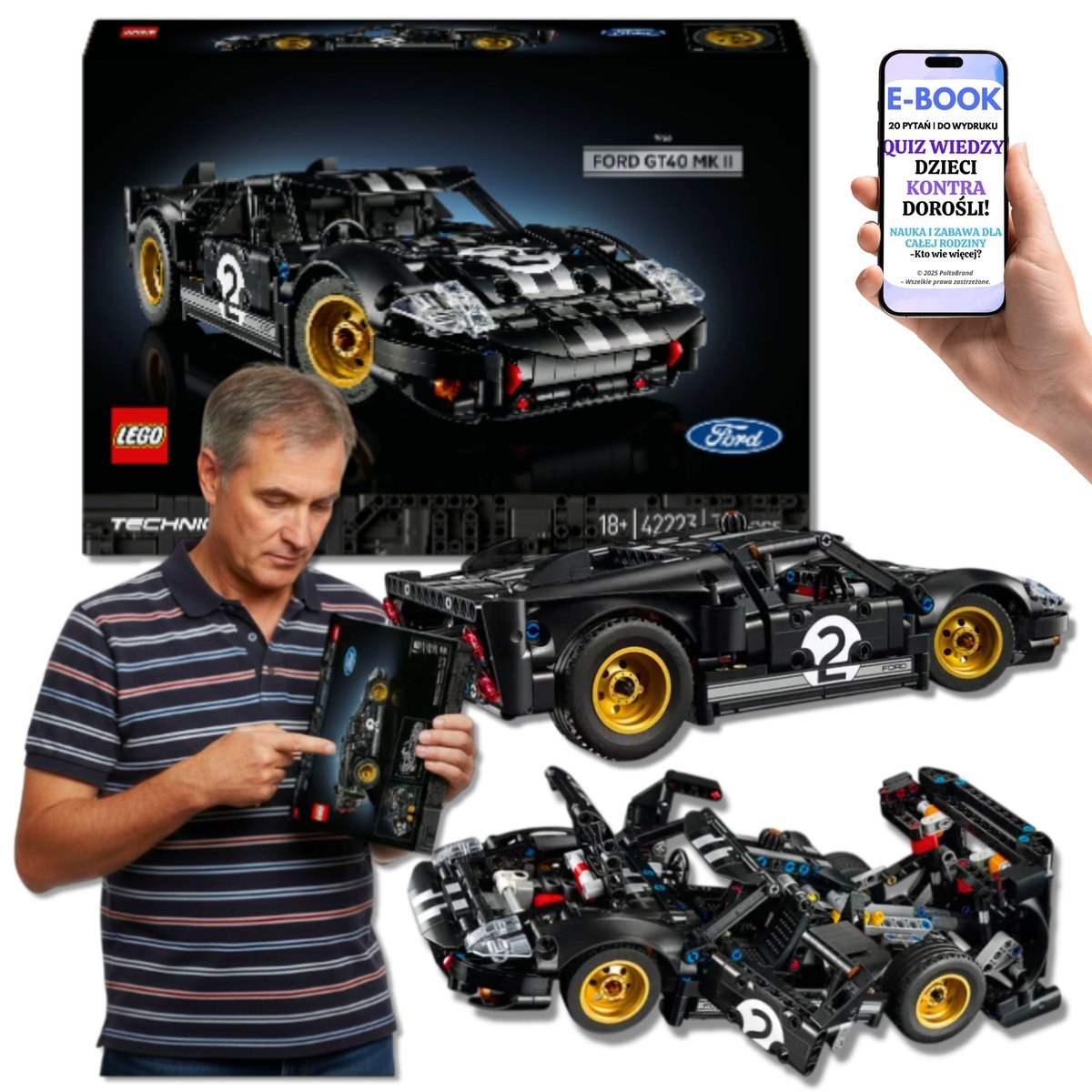 LEGO DUŻE AUTKO Technic Ford GT40 MK2 Autko Samochód Lego Na Prezent Dla Taty Męża Faceta Chłopaka 19+ EBOOK-2