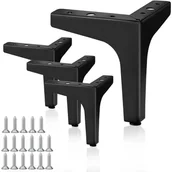 Zawiasy, okucia i inne akcesoria - Zestaw 4 czarnych nóżek meblowych o wysokości 10 cm, odpowiednich do stołów i krzeseł, sof i szafek kuchennych. - miniaturka - grafika 1