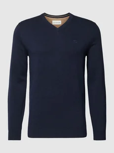 Sweter z dzianiny z dekoltem w serek - Swetry męskie - miniaturka - grafika 1