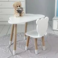Stoliki dla dzieci - Krzesełko miś + stolik chmurka białe - miniaturka - grafika 1