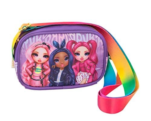 Rainbow High - Regulowany pasek na ramię z zamkiem błyskawicznym idealny do wypoczynku, cm 15x5x9,5H, Czarny, Taglia unica, Casual