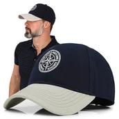 Czapki i chusty sportowe męskie - CZAPKA z Daszkiem Męska Bejsbolówka KOMPAS Granatowo - Szara Pako Jeans - miniaturka - grafika 1