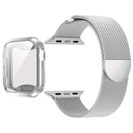 Akcesoria do smartwatchy - TEMU 2 szt. Metalowy pasek magnetyczny do zegarka + TPU wszechstronne miękkie etui ochronne dla mężczyzn i kobiet, pasuje do serii iWatch - miniaturka - grafika 1