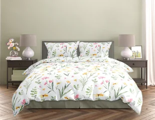 FARO Pościel satyna bawełniana premium 160x200+2x70x80 cm Milagro Verde Wesoła Łąka - Pościel - miniaturka - grafika 1