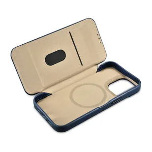 iCarer CE Oil Wax Premium Leather Folio Case skórzane etui iPhone 14 Pro Max z klapką magnetyczne MagSafe niebieski (AKI14220708-BU) - Etui i futerały do telefonów - miniaturka - grafika 15