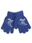 Rękawiczki - Rękawiczki chłopięce pięciopalczaste niebieskie snowboardzista 14 cm YOCLUB - miniaturka - grafika 1