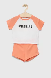 Piżamy dla dziewczynek - Calvin Klein Underwear piżama bawełniana dziecięca kolor pomarańczowy wzorzysta - grafika 1