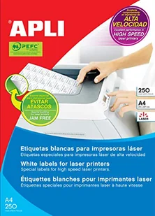 APLI 2524 - Trwałe białe etykiety laserowe 105,0 x 35,0 mm 250 arkuszy - Etykiety do drukarek - miniaturka - grafika 1