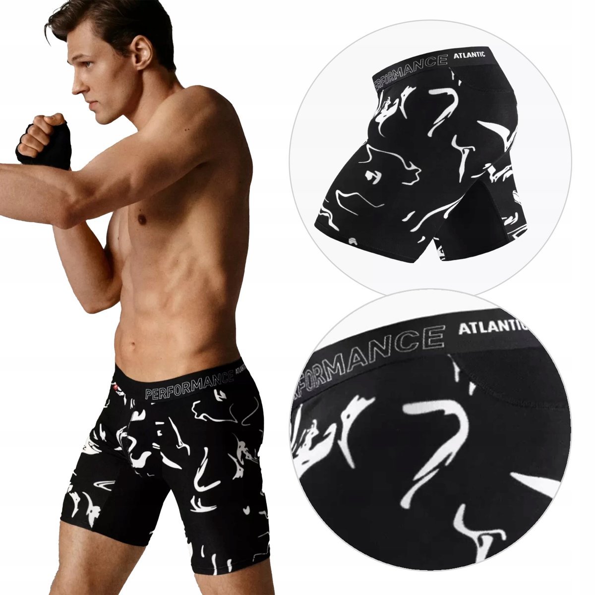 BOKSERKI MĘSKIE długie opięte bambusowe termoaktywne Atlantic *M