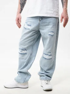 SPODNIE JEANSOWE BAGGY Z Uszkodzeniami Męskie Niebieskie LUCKY DICE XXL - Spodnie męskie - miniaturka - grafika 1