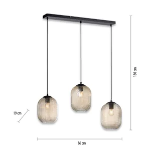 Paul Neuhaus Lampa wisząca Art Deco czarna z bursztynowym szkłem 3 światła - Chris - Lampy sufitowe - miniaturka - grafika 4