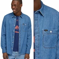 Koszule męskie - Lee LEESURE SHIRT Ferris JEANSOWA KOSZULA CIENKI BLUE DżINS REGULAR FIT L - miniaturka - grafika 1