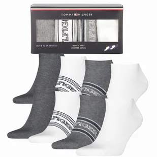 Tommy Hilfiger Skarpety Męskie Giftbox 4pary 43-46 Stopki Biały Szary - Skarpetki męskie - miniaturka - grafika 1