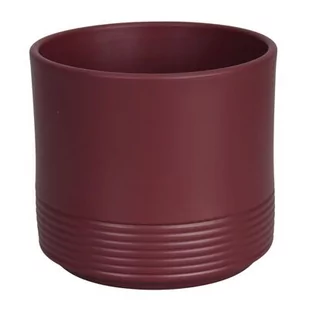 Osłonka ceramiczna CYLINDER RILLE 992 14 cm palisander mat - Donice - miniaturka - grafika 1