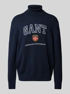 Swetry męskie - Sweter z dzianiny z wyhaftowanym logo - miniaturka - grafika 1