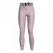 Legginsy - Damskie legginsy treningowe Under Armour Heatgear Rib Legging - beżowe - miniaturka - grafika 1