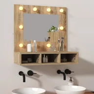 Toaletki - Lumarko Szafka z lustrem i oświetleniem LED, dąb sonoma, 60x31,5x62 cm - miniaturka - grafika 1