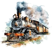 Pasmanteria - Naprasowanka Pociąg podróż Vintage Retro 12 - miniaturka - grafika 1