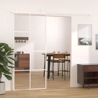 Drzwi wewnętrzne - Drzwi przesuwne, szkło ESG i aluminium, 90x205 cm, białe 151672 VIDAXL - miniaturka - grafika 1