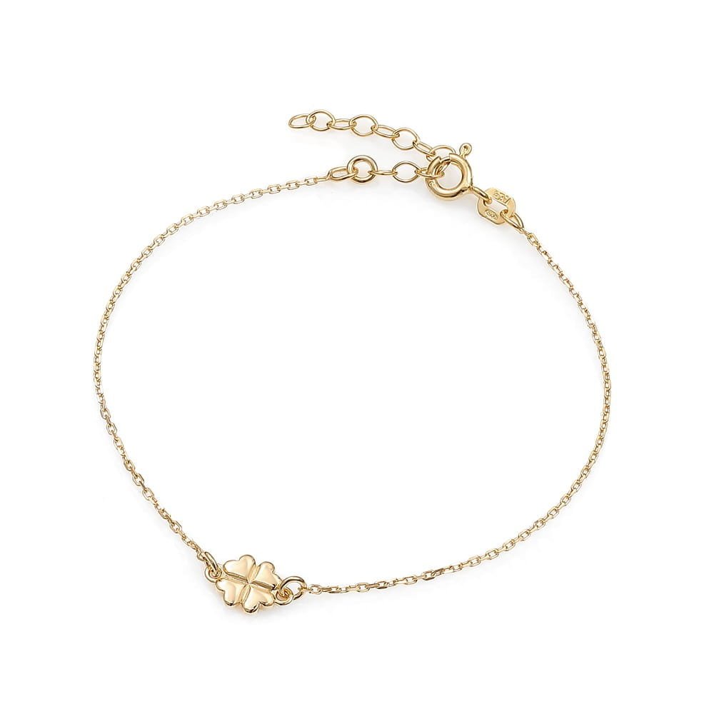 Srebrna bransoletka pozłacana złota koniczyna z sercami