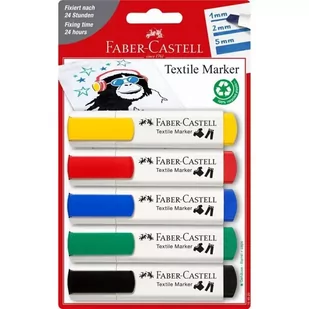 Faber Castell Markery do tkanin zestaw podstawowy 5szt 440632 - Markery permanentne - miniaturka - grafika 2