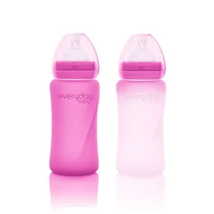 Everyday Baby, Szklana butelka ze smoczkiem M reagująca na temperaturę, Wiśniowa, 240 ml - Butelki dla niemowląt - miniaturka - grafika 1