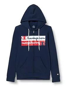 Champion Męska bluza z kapturem z grafiką Legacy Authentic Powerblend Terry Mirror Logo na zamek błyskawiczny, granatowa, XL - Bluzy męskie - miniaturka - grafika 1