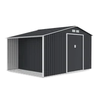 Altany ogrodowe - Domek narzędziowy MADISON 342x255cm Cold Grey, z drewutnią, wentylacją i przesuwanymi drzwiami, idealny schowek na narzędzia i drewno Hardmaister - miniaturka - grafika 1