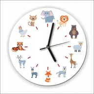 Wyposażenie pokoiku dziecięcego - naSciane Zegar ścienny lew żyrafa słoń lis miś tygrys wilk - miniaturka - grafika 1