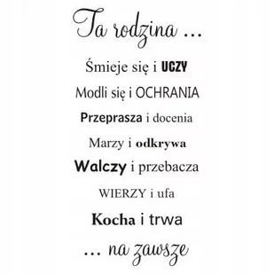 Napis na ścianę naklejka 150x75cm wybór koloru - Ta Rodzina Kocha i Trwa 193 - Naklejki na ścianę - miniaturka - grafika 1