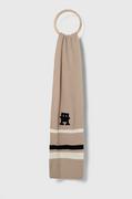 Apaszki i szaliki męskie - Tommy Hilfiger szalik z domieszką wełny kolor beżowy wzorzysty - miniaturka - grafika 1