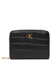 Calvin Klein Mały Portfel Damski Ck Croc Medium Flap Zip Around LV04F1095G Czarny - Portfele - miniaturka - grafika 1