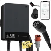 Ładowarki do samochodów elektrycznych - Ładowarka Stacjonarna ładowarka wallbox d auta EV 11kW na siłę z kablem typ 2 5m - miniaturka - grafika 1