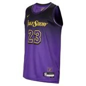 Swetry męskie - Koszulka dla dużych dzieci Nike Dri-FIT NBA Swingman LeBron James Los Angeles Lakers City Edition 2024/25 - Fiolet - miniaturka - grafika 1