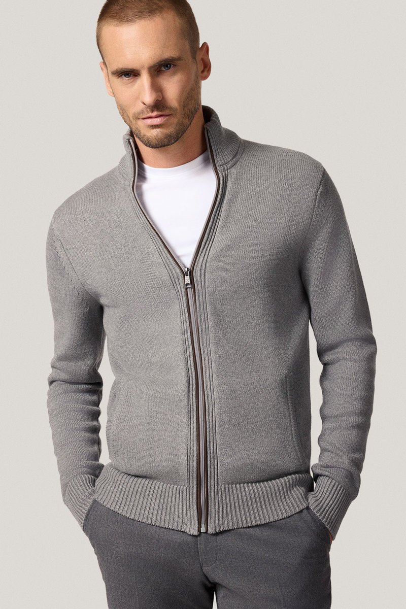 Sweter Rozpinany Szary z Bawełny PM15