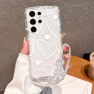 Etui i futerały do telefonów - TEMU Etui na telefon - Ins White Heart Case pasujące do Galaxy Samsung S25 Ultra, kompatybilne z S24 FE, S24 Ultra/A26, S26 Ultra, Samsung A15/A35-5G - miniaturka - grafika 1