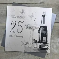 Kartki okolicznościowe i zaproszenia - WHITE COTTON CARDS White Cotton Cards pamiątkę album, napis "MUM and Dad", ręcznie robiona, na rocznicę ślubu srebra, '25th Anniversary "Flash XLBD25M - miniaturka - grafika 1