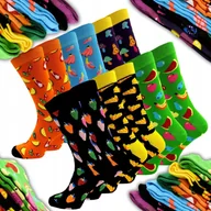 Skarpetki męskie - 6 x Skarpety Męskie Kolorowe Skarpetki Bawełniane Śmieszne Wzory 44-46 - miniaturka - grafika 1