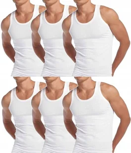 PODKOSZULKA KOSZULKA MĘSKA 100 % BAWEŁNA GŁADKA BIAŁA ZESTAW 6-SZT - 5XL - Koszulki męskie - miniaturka - grafika 1