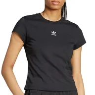 Koszulki sportowe damskie - Koszulka adidas Essentials Slim IW5707 - czarna - miniaturka - grafika 1