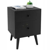 Szafki nocne - Szafka Nocna Z 2 Szufladami Drewno Kauczukowe Mdf - miniaturka - grafika 1
