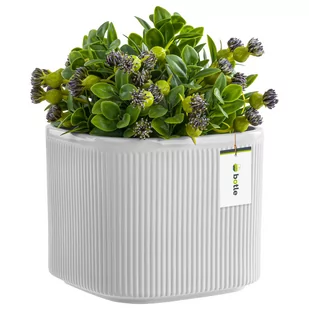 Doniczka osłonka ceramiczna Biała 14,5 cm H13,5 cm Połysk Nowoczesna Stylowa - Donice - miniaturka - grafika 1