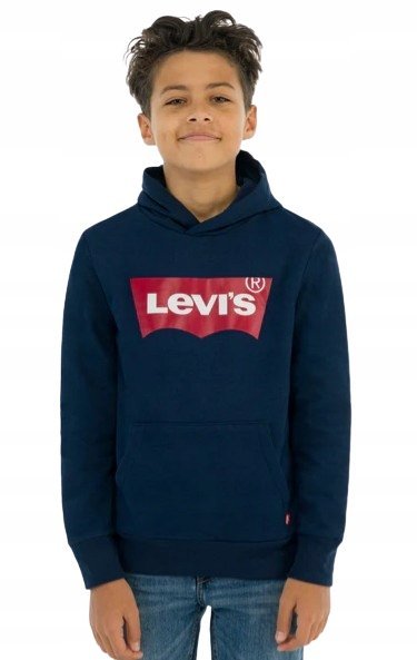 LEVI'S BLUZA CHŁOPIĘCA GRANATOWA Z KAPTUREM I LOGO 128 J9A