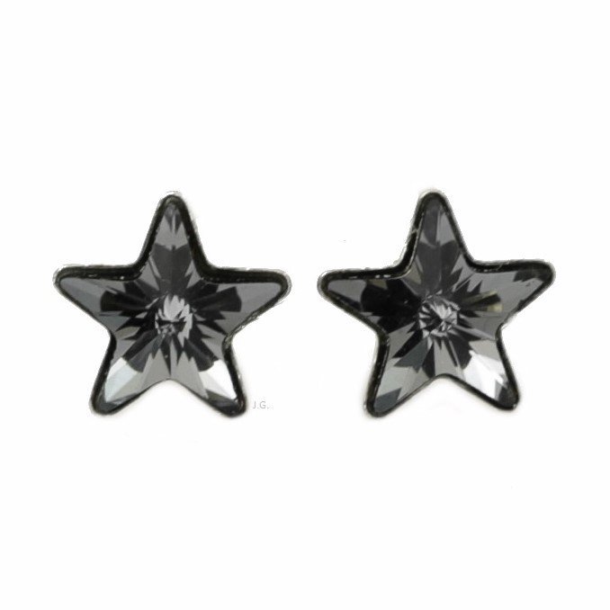 Kolczyki sztyfty gwiazdy gwiazdki Swarovski srebro 925, Silver Night / JG. Projekt