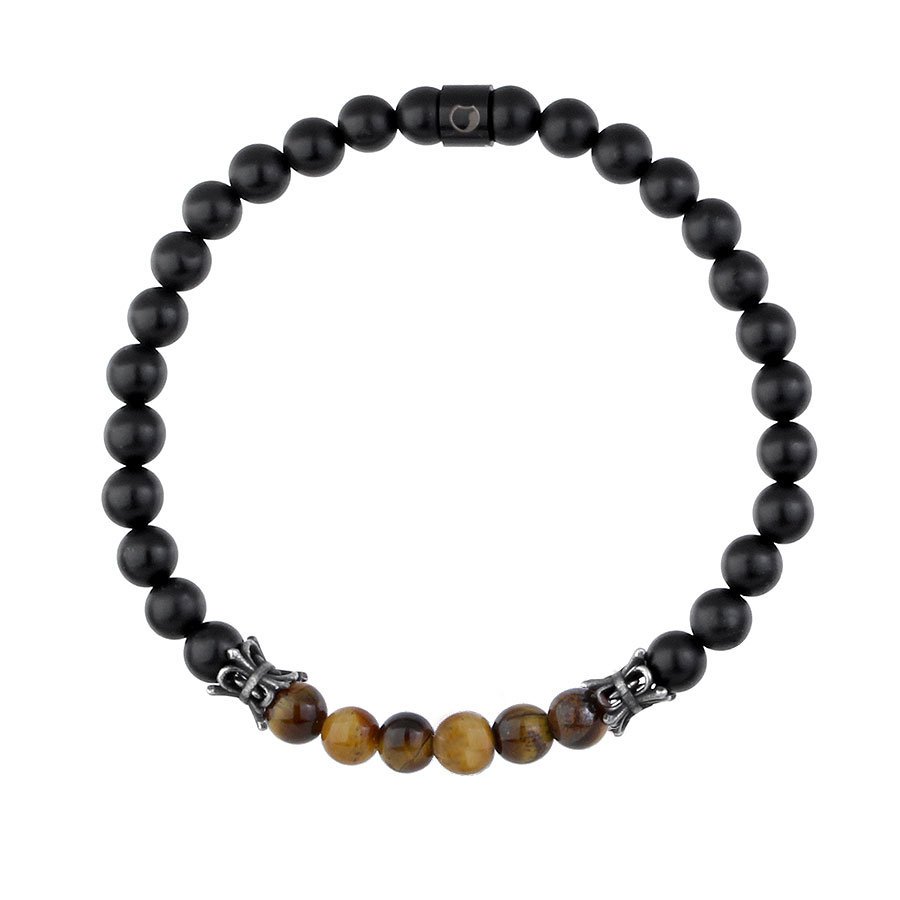 Bransoletka Męska czarny onyks i tygrysie oko.