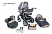 Wózki dziecięce - Wózek dziecięcy 3w1 CORAL szary + beż len / KRASNAL - miniaturka - grafika 1